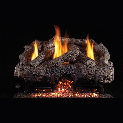 Real Fyre Charred Frontier Oak 24-in Logs with Vent-Free G10 Burner Kit