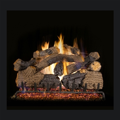 Real Fyre Charred Grizzly Oak 24-in Gas Logs with Burner Kit Options