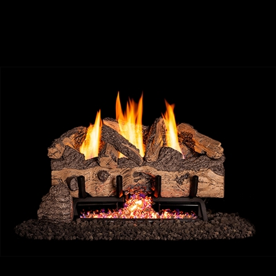 Real Fyre Charred Gnarled Split 16/18-in Logs with Vent-Free G10 Burner Kit