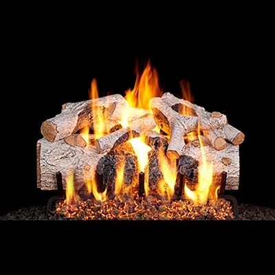 Real Fyre Charred Mountain Birch 30-in Gas Logs with Burner Kit Options