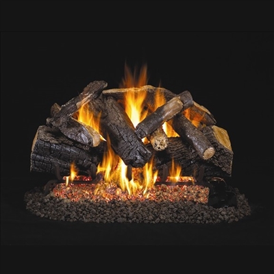 Real Fyre Charred Majestic Oak 24-in Gas Log with Burner Kit Options