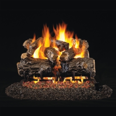 Real Fyre Burnt Rustic Oak 16-in Logs with Burner Kit Options