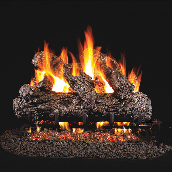 Real Fyre Rustic Oak 30-in Gas Logs with Burner Kit Options