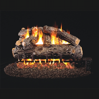 Real Fyre Rustic Oak Designer 30-in Gas Logs with Burner Kit Options