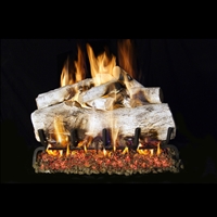 Real Fyre Mountain White Birch 18-in Gas Logs with Burner Kit Options