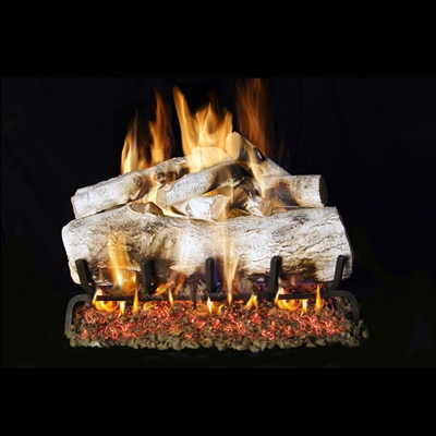 Real Fyre Mountain White Birch 18-in Gas Logs with Burner Kit Options