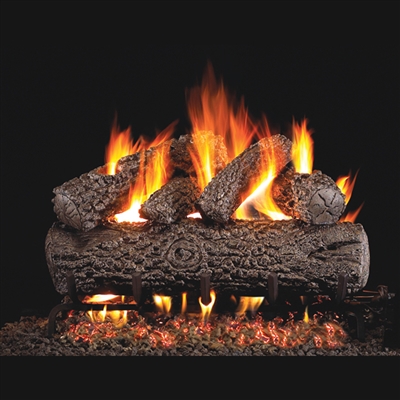 Real Fyre Post Oak 18-in Gas Logs with Burner Kit Options