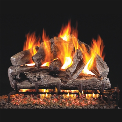 Real Fyre Rugged Oak 30-in Gas Logs with Burner Kit Options