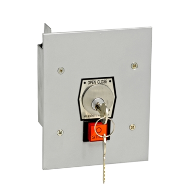 1KFS-CC NEMA 1 Interior Tamperproof OPEN-CLOSE Changeable Core Cylinder Key Switch with Stop Button Flush Mount