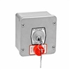 1KXS-CC NEMA 4 Exterior Tamperproof OPEN-CLOSE Changeable Core Cylinder Key Switch with Stop Button Surface Mount