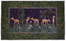 Quilt block of fawns playing in a meadow.