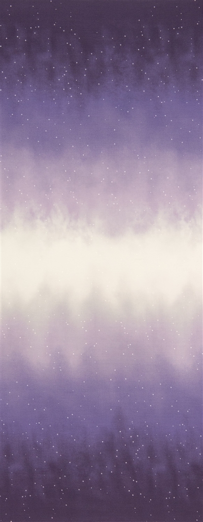 Ombre fabric that fades from deep violet to white and back, with small white stars.