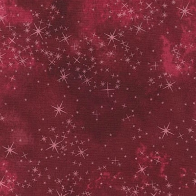 Star lacquer mottled screen print in cranberry red.
