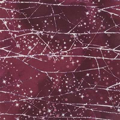 Snowy forest screen print with snowfall lacquer in cranberry red.