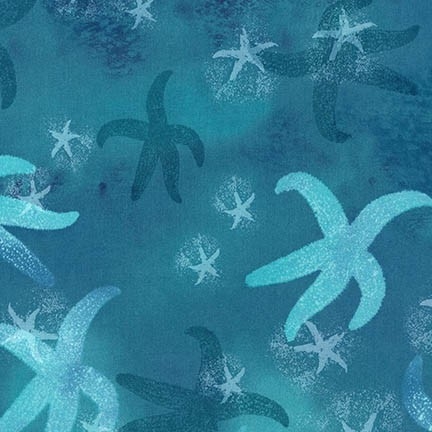 Starfish screenprint in deep blue.