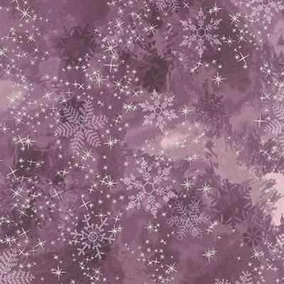 Metallic snowflake lacquer mottled screen print in deep plum.