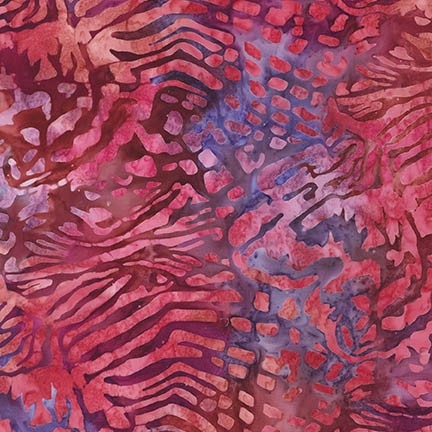 Lionfish pattern fabric in fuchsia and purple.