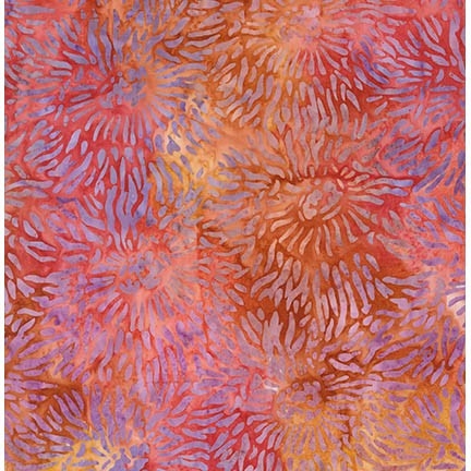 Sea Anemone pattern fabric in orange, red, and purple.