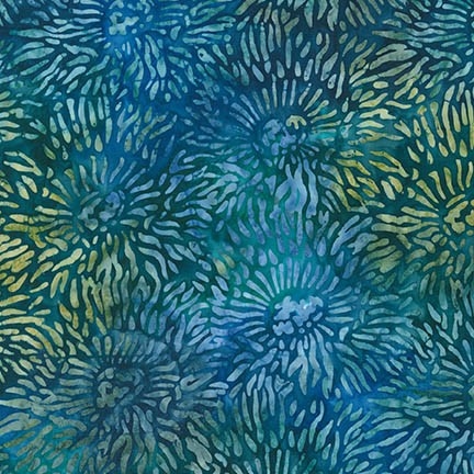 Sea Anemone pattern fabric in blue and green.