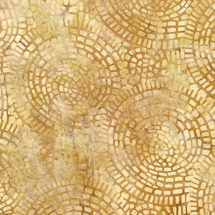 Mosaic tile batik fabric in yellow and gold.