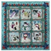 Full quilt image of all nine silly snowmen and their friends, with a beautiful prairie point pieced border.