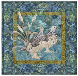 Quilt block of a covey of ptarmigan