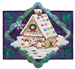 Quilt block of the best kind of house: the kind made out of gingerbread and covered with candy.