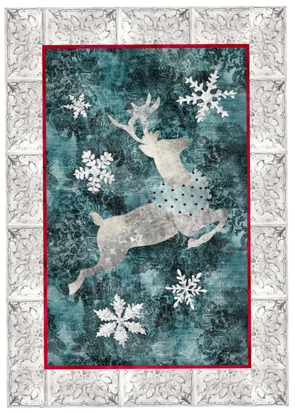 applique pattern for Joyeux Noel Reindeer quilt block