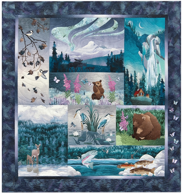 Scenes from the northwoods, with bears, fish, and elk in beautiful jewel tone colors. Laser Kit.