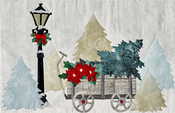 laser cut fabric kit for Joyeux Noel Wagon quilt block