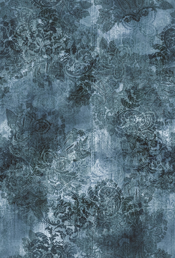 Paisley digital print fabric in rich blue tones