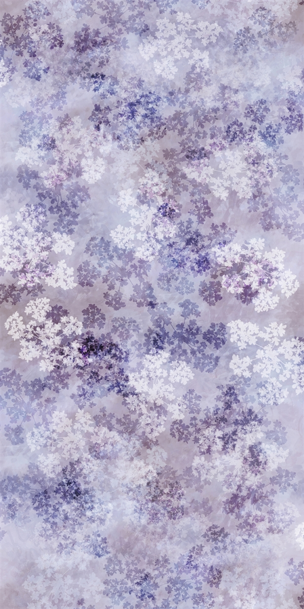 Queen Anne's Lace wildflowers digital print fabric in lavender purple tones