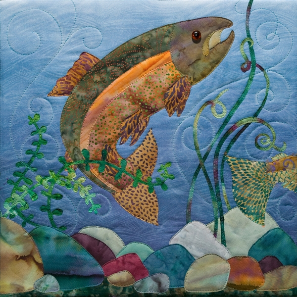 fabric panel featuring a fish in water