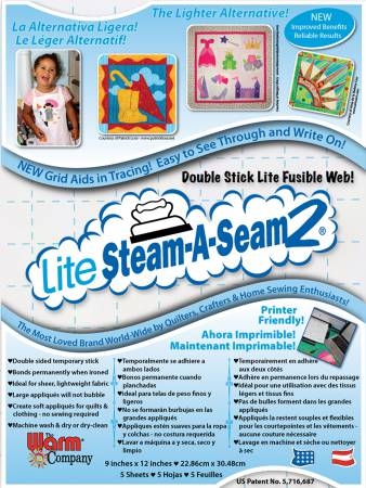 Image shows package of 9" x 12" of Steam a Seam Lite 2 fusible web