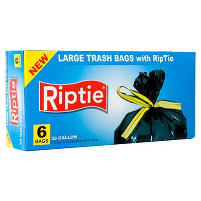 Rip-Tie 33 Gal trash bags 6-ct