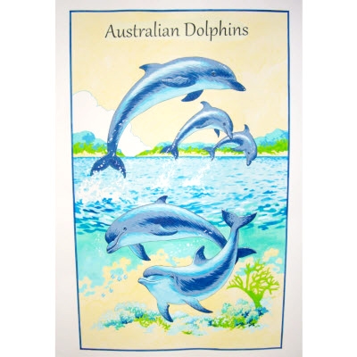 AUSTRALIAN DOLPHINS Cotton/Linen Tea Towel - C016