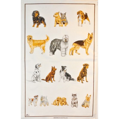 DOGS Cotton/Linen Tea Towel - C704