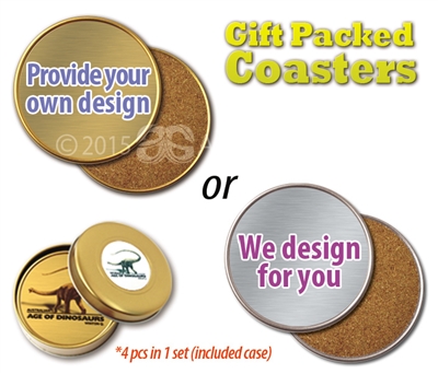 GIFT PACKED COASTERS - SET OF 4 ALUMINIUM COASTERS IN ATTRACTIVE GIFT BOX