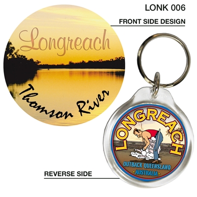 Longreach Thomson River Sunset - 40mm Round Keyring LONK-006