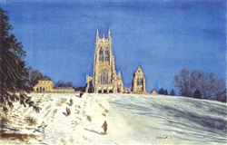 Sledding on Cathedral Hill - Greeting Card by Peggy Merrel