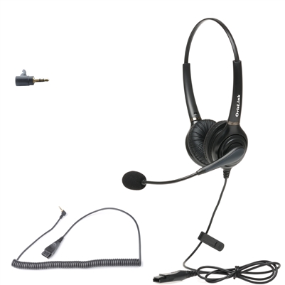 Dual Ear Call Center Headset with 2.5mm Quick Disconnect Cord