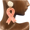 13-5281  PINK RIBBON SEED BEAD EARRINGS