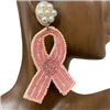 13-5359 PINK RIBBON SEED BEAD EARRINGS