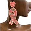 13-5360 PINK RIBBON SEED BEAD EARRINGS