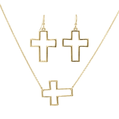 15609 ANTIQUE/CROSS NECKLACE SET