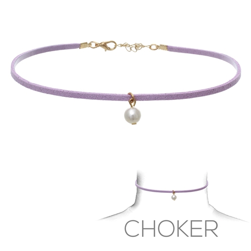 16133 SINGLE PEARL SUEDE CHOKER