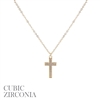 18038 SIMPLE CZ CROSS SMALL PENDANT SHORT NECKLACE