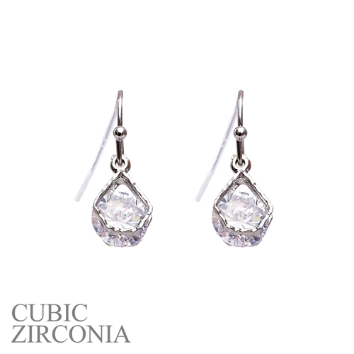 24569CR SILVER CUBIC ZIRCONIA POST EARRINGS