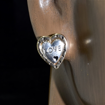 24652V "LOVE" HEART STUD EARRINGS