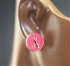 24868 Circle Pink Ribbon Stud Earrings